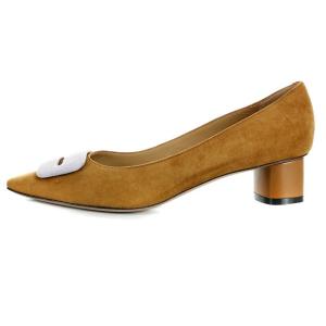 PELLICO ANELLI FIBBIA パンプス チャンキーヒール ポインテッドトゥ スエード 37 ブラウン