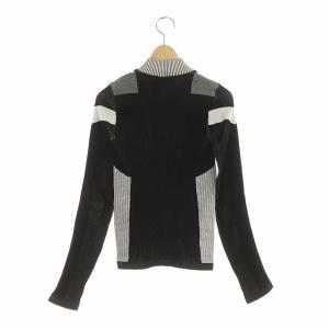 LOUIS VUITTON 21AW ロゴモックネックカットソー リブ ハイネック 切替 S ブラック ホワイト