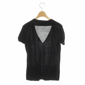 HERMES 半袖Vネックシルクニットカットソー  34 ブラック
