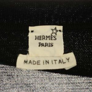 HERMES 半袖Vネックシルクニットカットソー  34 ブラック