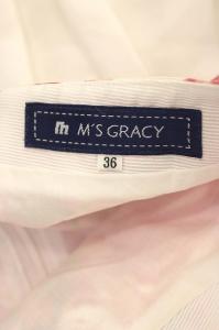 M'S GRACY ワンピース フレンチスリーブ フレア タック 膝丈 花柄 ラウンドネック ピンク ホワイト