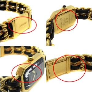CHANEL プルミエールロック M 腕時計 クォーツ チェーンベルト レザー ブラック