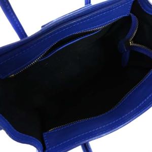 CELINE ラゲージ ナノショッパー ハンドバッグ 2WAY カーフレザー ブルー