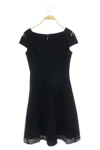 EPOCA デザインワンピース 膝丈 フレンチスリーブ 38 ブラック