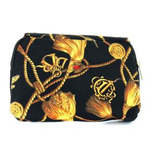 Christian Dior ミラー付きポーチ トンボ タッセル柄 ゴールド ブラック