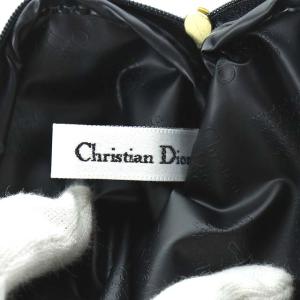 Christian Dior ミラー付きポーチ トンボ タッセル柄 ゴールド ブラック