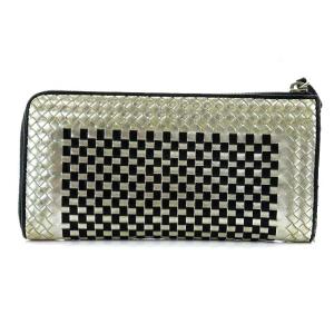 PRADA 長財布 L字ファスナー レザー シルバー ブラック