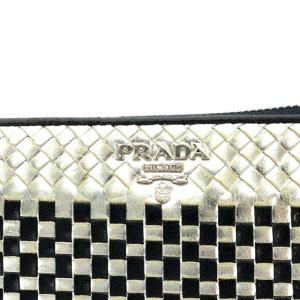 PRADA 長財布 L字ファスナー レザー シルバー ブラック