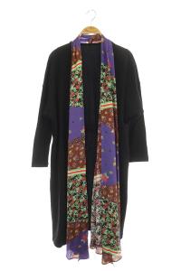 20AW サラサフラワープリントカーディガン 切替 長袖 ロング 36 ブラック