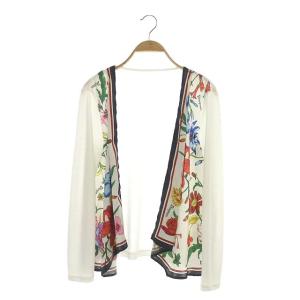 20SS フラワースカーフ柄ニットカーディガン 36 ホワイト
