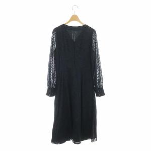 GRACE CONTINENTAL 20AW レースJQコンビワンピース 切替 シアー フレア ロング 花柄 36 ダークネイビー