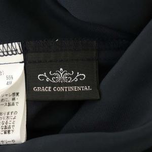 GRACE CONTINENTAL 20AW レースJQコンビワンピース 切替 シアー フレア ロング 花柄 36 ダークネイビー