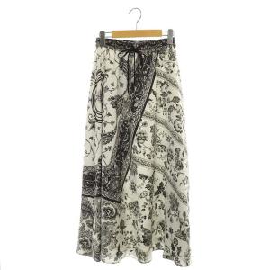 21SS 総柄ロングフレアスカート ブラック