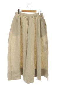 nest Robe リネンギャザースカート ロング ベージュ