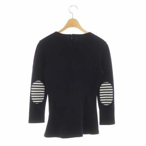 BORDERS at BALCONY LONG SLEEVES TEE カットソー ボーダー エルボーパッチ ネイビー ホワイト