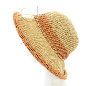 HELEN KAMINSKI 帽子 麦わら帽子 ストローハット ラフィア バイカラー リボン ベージュ オレンジ