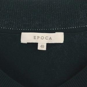 EPOCA ニット セーター スリーブ切替 フェイクレザー Vネック プルオーバー 長袖 40 グリーン