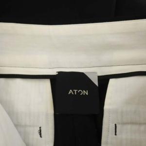 ATON super140S FRANNEL フランネルパンツ テーパード ラップ調 ブラック