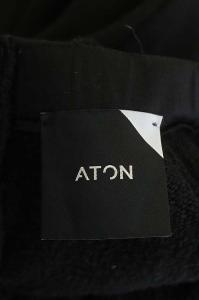 ATON SUVIN GARMENT DYE Aラインスカート フレアスカート ロング スウェット地 カットオフ 02 黒 ブラック