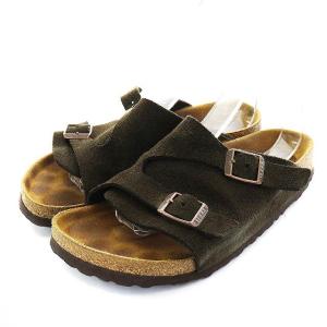 1009531 ZURICH ソフトフットベッド サンダル シューズ スウェード 24.5 カーキ ブラウン 
