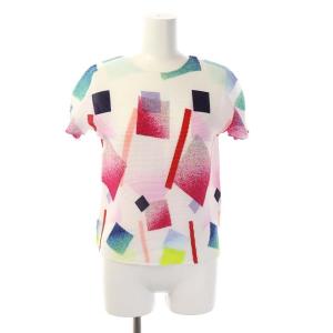 me ISSEY MIYAKE 21AW スクエア総柄半袖ブラウス マルチカラー