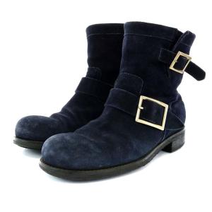JIMMY CHOO エンジニアブーツ ショートブーツ スエード ラウンドトゥ 37 ブルー