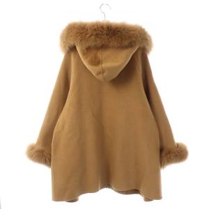 GRACE CONTINENTAL 19AW ポンチョ調トリミングコート フード付 ミドル丈 フォックスファー 36