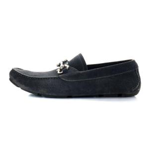 Salvatore Ferragamo ガンチーニ ビット ドライビングシューズ スウェード スクエアトゥ 6.5 ネイビー