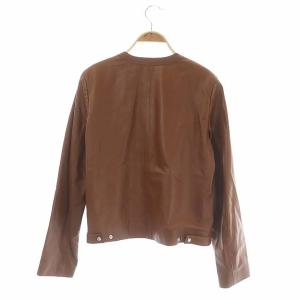 agnes b. ラムレザーノーカラージャケット スナップボタン ブラウン