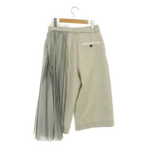 sacai 20AW プリーツレイヤードパンツ ガウチョパンツ 切替 ベルト付 2
