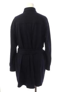 ANAYI 20AW ウールアッシュクロングシャツ チュニック 長袖 金ボタン 38 ダークネイビー