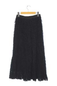 ANAYI 20AW フリンジジャガードフレアスカート ロング ブラック