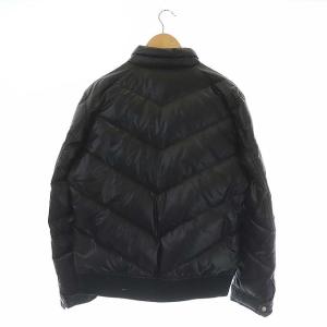 BURBERRY BLACK LABEL 裏地チェック ダウンジャケット ロゴ刺繍 M ブラック