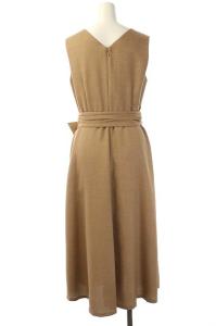 ANAYI 21SS ブッチャーギャザー ワンピース ロング ノースリーブ 36 ベージュ