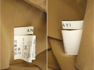 ANAYI 21SS ブッチャーギャザー ワンピース ロング ノースリーブ 36 ベージュ