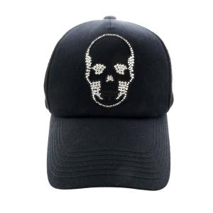 lucien pellat finet ラインストーンスカルメッシュキャップ ブラック