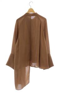 ADORE 21AW ドライビエラ アシンメトリー ブラウス バンドカラー 38 ライトブラウン
