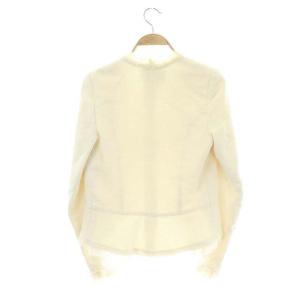 CHANEL ノーカラーツイードジャケット シルク 40 白