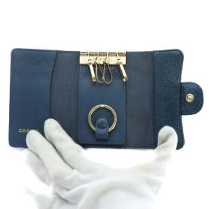 CHANEL 4連キーケース 三つ折り マトラッセ キャビアスキン ココマーク 25番台