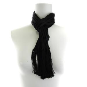 SAINT LAURENT PARIS ストール フリンジ プリーツ ブラック