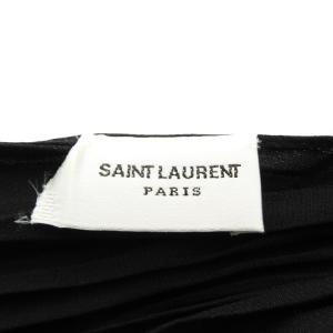 SAINT LAURENT PARIS ストール フリンジ プリーツ ブラック