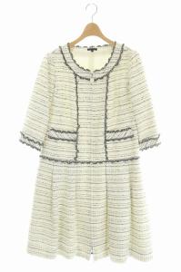 ツイードジップアップワンピース ホワイト ブラック