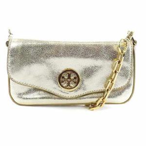 TORY BURCH メタリックチェーンショルダーバッグ ゴールド