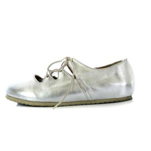 BIRKENSTOCK Rye フラットシューズ レースアップ レザー 25cm シルバー