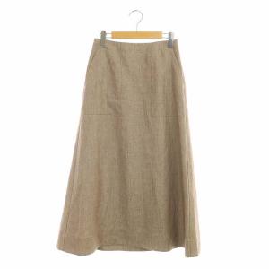 シャークスキンフレアロングスカート 36 茶