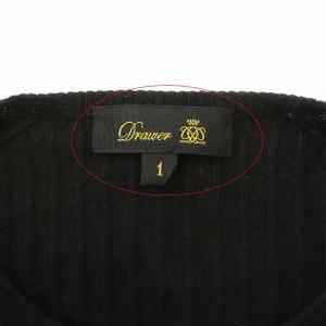 Drawer 18Gリブクルーネックニット 1 黒 ブラック