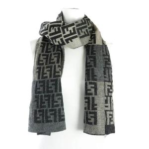 FENDI ズッカ柄ウールマフラー ブラック