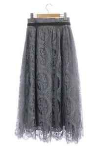 ebure 21AW サークルフラワーレース ギャザースカート ベルト付き 36 グレー