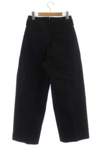 MARGARET HOWELL WASHED COTTON TWILL クロップドタックパンツ ブラック