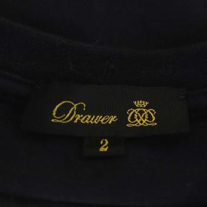 Drawer プリントエンブレムTEE Tシャツ 五分袖 クルーネック 2 ネイビー